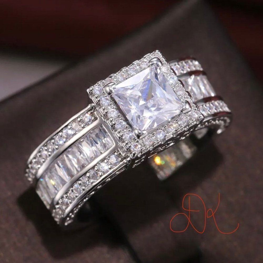 925 WEDDING RING BRIDAL RING ENGAGMENT RING - Picture 3 of 10